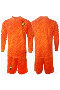 Frankrijk Doelman Babytruitje Uit tenue Kind EK 2024 Lange Mouw (+ Korte broeken)